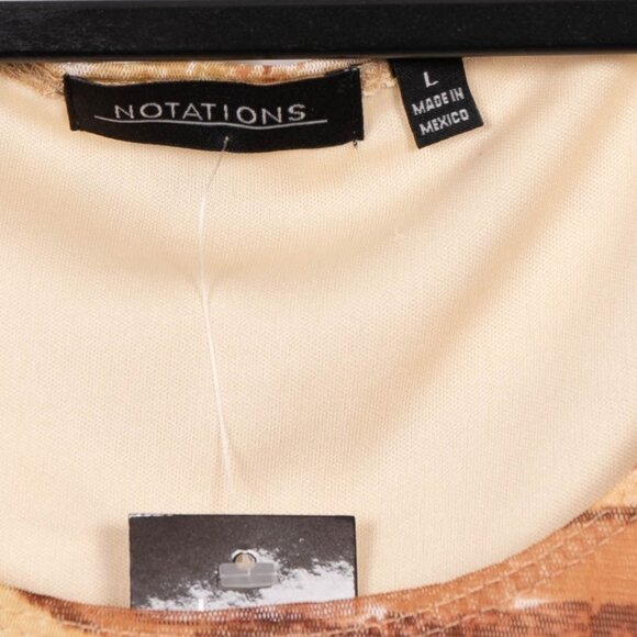 Notations Tank Top L Womens Brown Beige Ruffled Layers Abstract Sleeveless Top - Picture 5 of 7